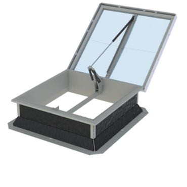 Lanterneau pour toitures étanchés avec cadre ouvrant par treuil pour désenfumage